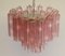 Tronchi Chandeliers with 36 Pink Glasses in the Style of Toni Zuccheri, Murano, 1990, Set of 4 2