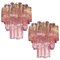 Lámparas de araña Tronchi con 48 vasos rosas al estilo de Toni Zuccheri, Murano, 1990. Juego de 2, Imagen 1
