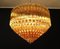 Quadriedri Kronleuchter aus Muranoglas mit bernsteinfarbenem Prisma & goldenem Rahmen 13