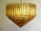Quadriedri Kronleuchter aus Muranoglas mit bernsteinfarbenem Prisma & goldenem Rahmen 8
