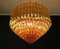 Quadriedri Kronleuchter aus Muranoglas mit bernsteinfarbenem Prisma & goldenem Rahmen 12