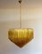 Quadriedri Kronleuchter aus Muranoglas mit bernsteinfarbenem Prisma & goldenem Rahmen 7
