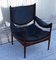 Mid-Century Scandinavian Armchair with Rosewood Frame and Black Leather, 1960s 2