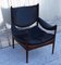Mid-Century Scandinavian Armchair with Rosewood Frame and Black Leather, 1960s, Image 2