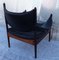 Mid-Century Scandinavian Armchair with Rosewood Frame and Black Leather, 1960s 7