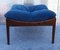 Square Scandinavian Stool with a Rosewood Frame and Blue Fabric Cover, 1960s, Image 3