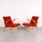 Mid-Century Lounge Chairs in Red, Set of 2 1