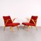 Mid-Century Lounge Chairs in Red, Set of 2, Image 1