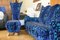 Sofa / Couch & Sessel in Azurblau mit vergoldeten Rosenfüßen von Bretz, 2er Set 1