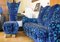 Gilded Velvet Couch & Lounge Chair in Azure Blue with Rose Feet from Bretz, Set of 2 11