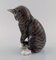 Figura di gatto a strisce grigie in porcellana di Erik Nielsen per Royal Copenhagen, Immagine 6