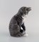 Figura di gatto a strisce grigie in porcellana di Erik Nielsen per Royal Copenhagen, Immagine 3