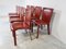 Vintage Italian Dining Chairs in Red Leather, 1980s, Set of 8 7
