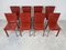 Vintage Italian Dining Chairs in Red Leather, 1980s, Set of 8 8