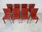 Vintage Italian Dining Chairs in Red Leather, 1980s, Set of 8, Image 8