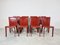 Vintage Italian Dining Chairs in Red Leather, 1980s, Set of 8 3