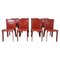 Vintage Italian Dining Chairs in Red Leather, 1980s, Set of 8 1