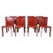 Vintage Italian Dining Chairs in Red Leather, 1980s, Set of 8, Image 1
