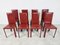 Dining Chairs in Red Leather from Decouro Brazil, 1980s, Set of 8 2