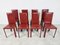 Esszimmerstühle aus rotem Leder von Decouro Brazil, 1980er, 8er Set 2