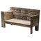 French Rustic Graphical Bench with Arm Rests, 1800s 1