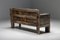 French Rustic Graphical Bench with Arm Rests, 1800s 3