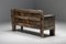 French Rustic Graphical Bench with Arm Rests, 1800s, Image 3