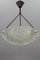 Art Deco Frosted Glass Pendant Light by Jean Noverdy, France, 1930s 3