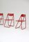 Red Metal Folding Chairs, 1980s, Set of 4 3