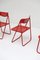Red Metal Folding Chairs, 1980s, Set of 4 7