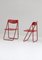 Red Metal Folding Chairs, 1980s, Set of 4 6
