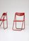 Red Metal Folding Chairs, 1980s, Set of 4 4