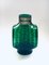 Green Ribbed Glass Low Starburst Vase from Empoli, Italy, 1960s 10