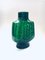 Green Ribbed Glass Low Starburst Vase from Empoli, Italy, 1960s 9