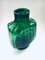 Green Ribbed Glass Low Starburst Vase from Empoli, Italy, 1960s 2