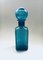 Blue Glass Decanter Bottle with Ball Stopper from Empoli, Italy 1960s 1