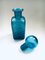 Blue Glass Decanter Bottle with Ball Stopper from Empoli, Italy 1960s 5