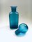 Blue Glass Decanter Bottle with Ball Stopper from Empoli, Italy 1960s 6