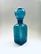 Blue Glass Decanter Bottle with Ball Stopper from Empoli, Italy 1960s 7