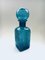 Blue Glass Decanter Bottle with Ball Stopper from Empoli, Italy 1960s 2