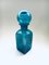 Blue Glass Decanter Bottle with Ball Stopper from Empoli, Italy 1960s 3