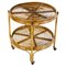 Mid-Century Italian Bamboo and Rattan Round Bar Cart, 1960s, Image 1