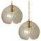 Clear Glass and Brass Pendant Light in the Style of Kalmar, 1970s 1