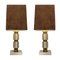 Italian Table Lamp with Suede Shade, 1970s, Set of 2, Image 1