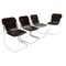 Black Leather and Chrome Chairs, Set of 4 1