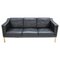 Scandinavian Black Leather Sofa, 1970s, Image 1