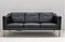 Scandinavian Black Leather Sofa, 1970s, Image 2