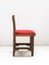 French Red Fabric Solid Oak Chairs by Guillerme et Chambron, 1980s, Set of 4 4