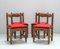 French Red Fabric Solid Oak Chairs by Guillerme et Chambron, 1980s, Set of 4 6