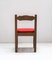 French Red Fabric Solid Oak Chairs by Guillerme et Chambron, 1980s, Set of 4 3